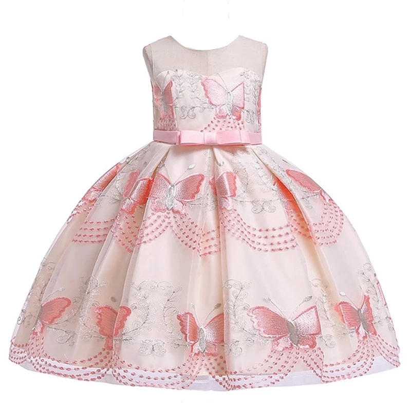 

Girls Party Princess Butterfly Embroidery Tutu Wedding Dresses For Baby Teenager Girls Kids Children's Birthday Vestidos Clothes