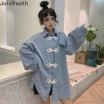 

Joinyouth Korean Shirts Harajuku Womens Clothing 2020 New Spring Summer Blouses Loose Thin Turn Down Collar Button Clothes 590