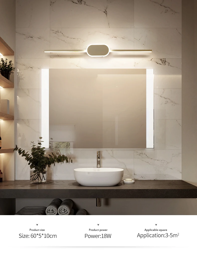 led mirror lamp modern minimalist bathroom bathroom cabinet makeup lamp Nordic bathroom strip wall lamp plug in wall lamp