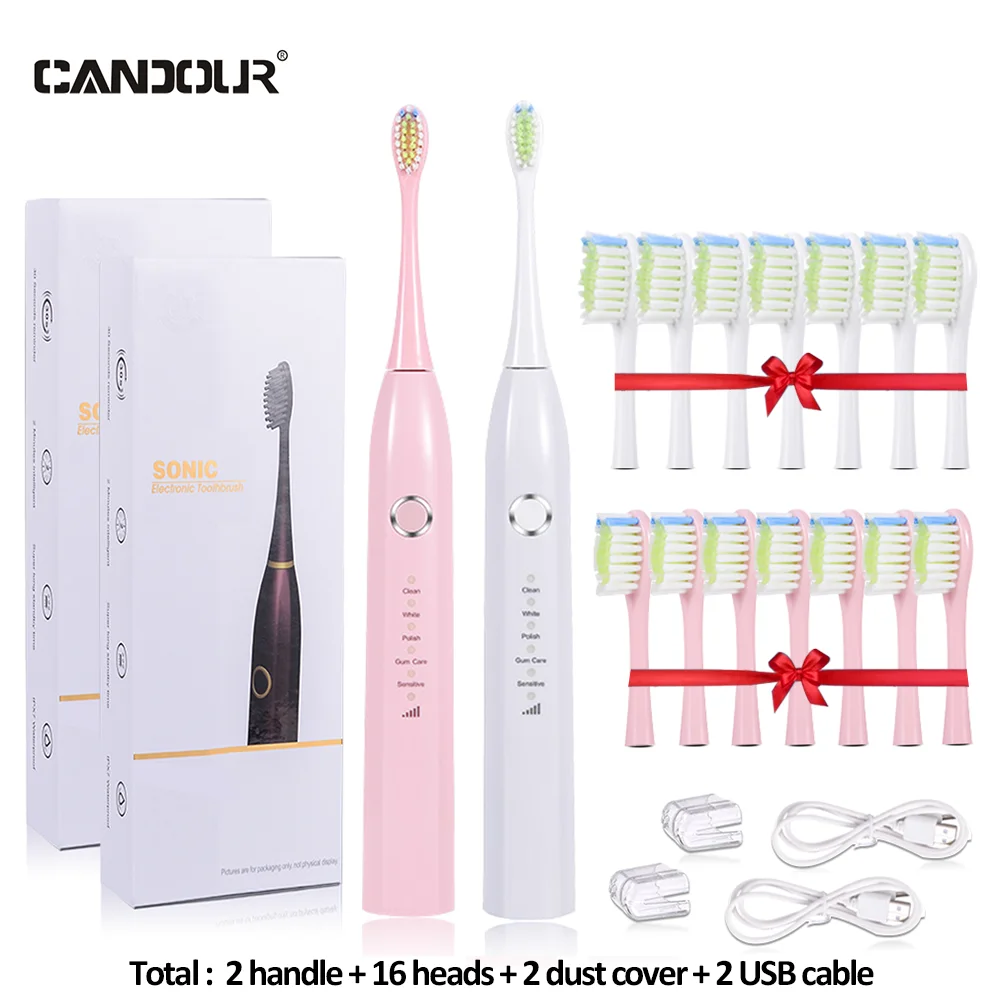 CANDOUR sonic electric toothbrush rechargeable Waterproof 15 Modes IPX8 Replaceable Brush Head Toothbrush USB Charger for Adult CANDOUR sonic electric toothbrush rechargeable Waterproof 15 Modes IPX8 Replaceable Brush Head Toothbrush USB Charger for Adult