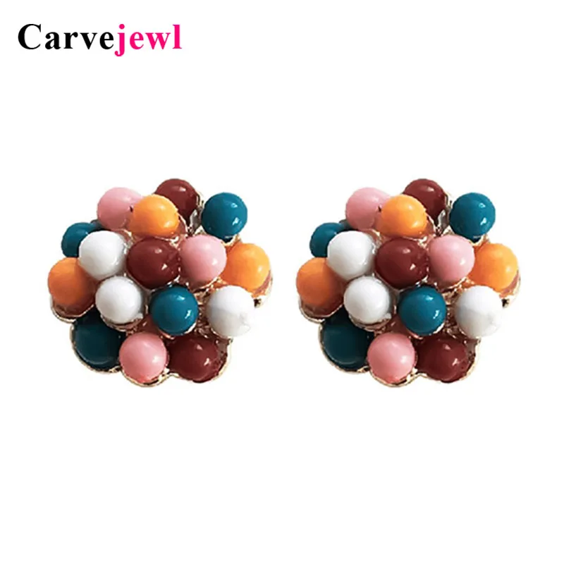 

Carvejewl lovely Austria opaque Jewelry Gifts 10mm Ear Stud Earrings Beads Charming color rich Pave Disco metal Ball earrings