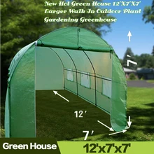 AULAYSED горячий зеленый дом 12'X7'X7' большой прогулки на открытом воздухе Садоводство прочный теплица железный Стенд Крышка