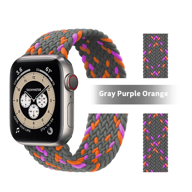 Pride Braided Solo Loop Band For Apple Watch Se Strap 44mm 40mm Elastic Wristband Bracelets 41mm 45mm Series 765432 42mm38mm 20 orange purple