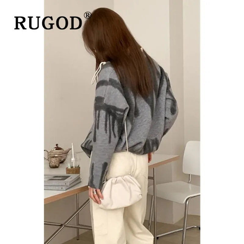 RUGOD свитер женский корейский стиль Шикарный круглый вырез полосатый длинный рукав Пушистый свитер осень зима джемперы