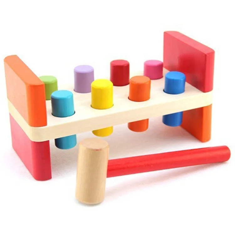 

Children's wooden toys / color double sided / beat / 8 cylindrical building blocks game / piling table / puzzle early education
