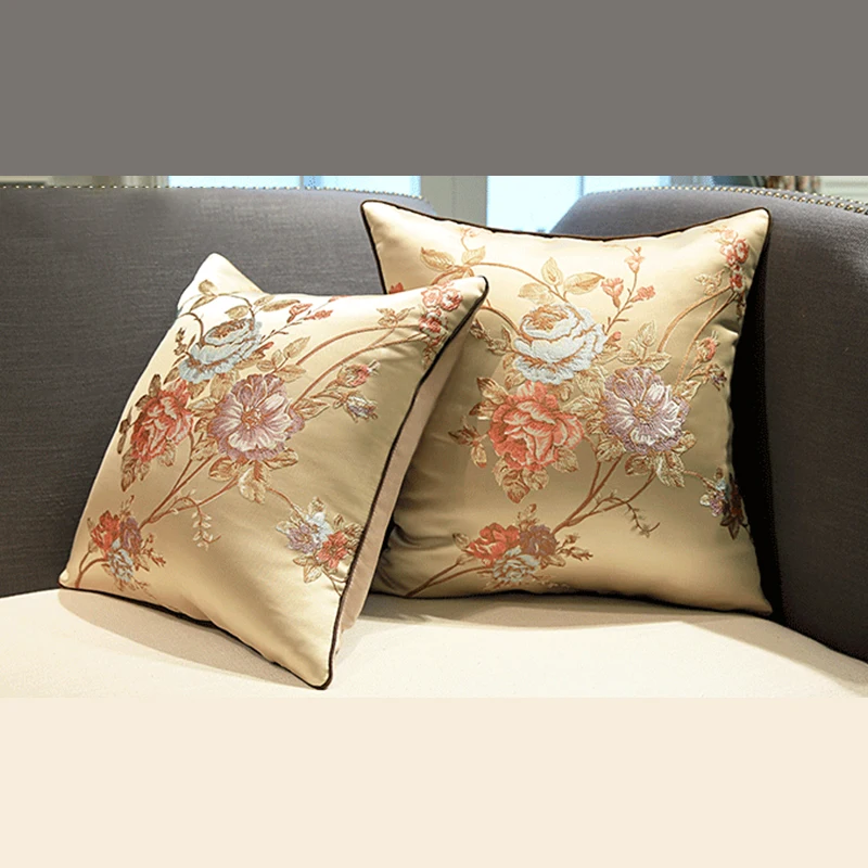 

European Retro Embroidery Flowers Cushion Cover Jacquard Flowers Art Cushion Cover Home Sofa Party Wedding Pillow Case