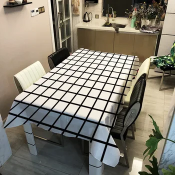 

Geometry Tablecloth Waterproof Oilproof Rectangular Table Tea Table Cloth Simple Plaid Table Cover Banquet Dining Table Cover