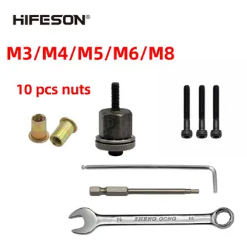 

HIFESON Hand Rivet Nut Gun Head with 10 pcs Nuts Simple Rivet Nut Installation Manual Riveter Accessory for Nuts M3 M4 M5 M6 M8
