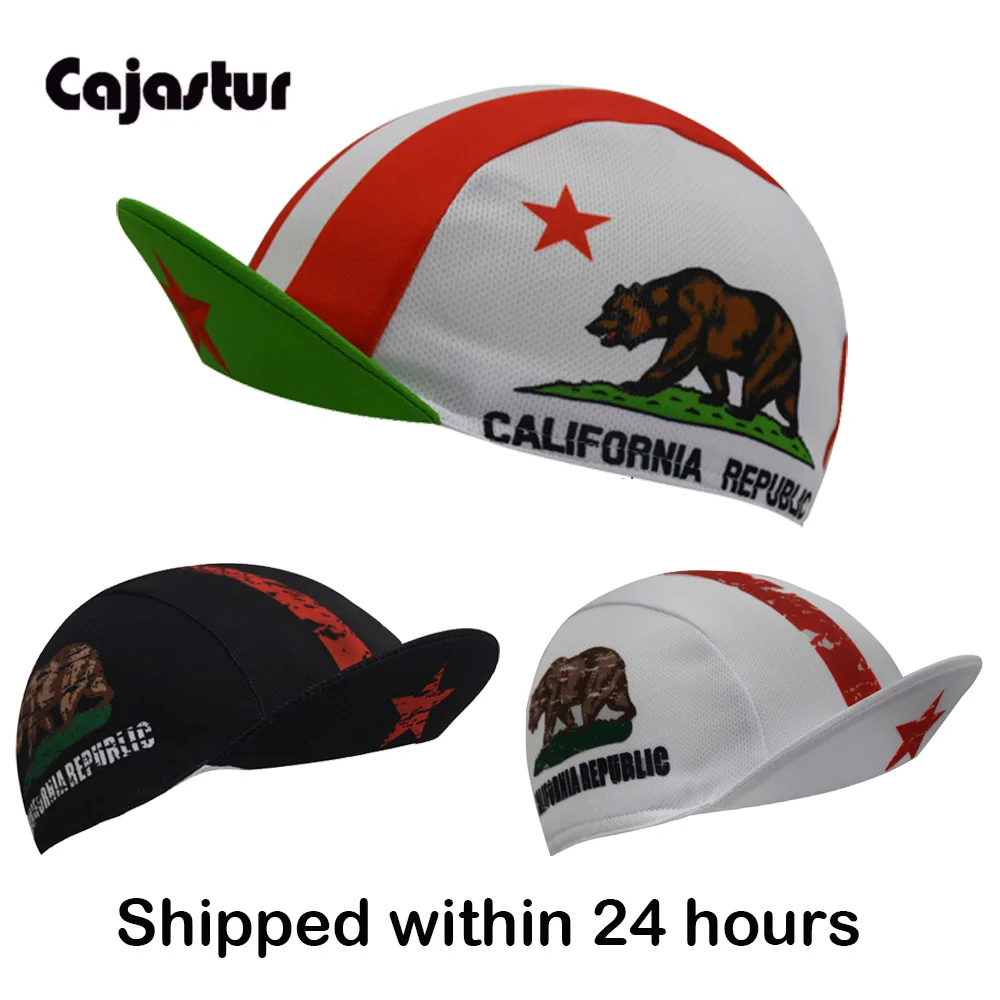 

California Men's Cycling Caps New Black Riding Hat Breathable White Bicycle Headwear