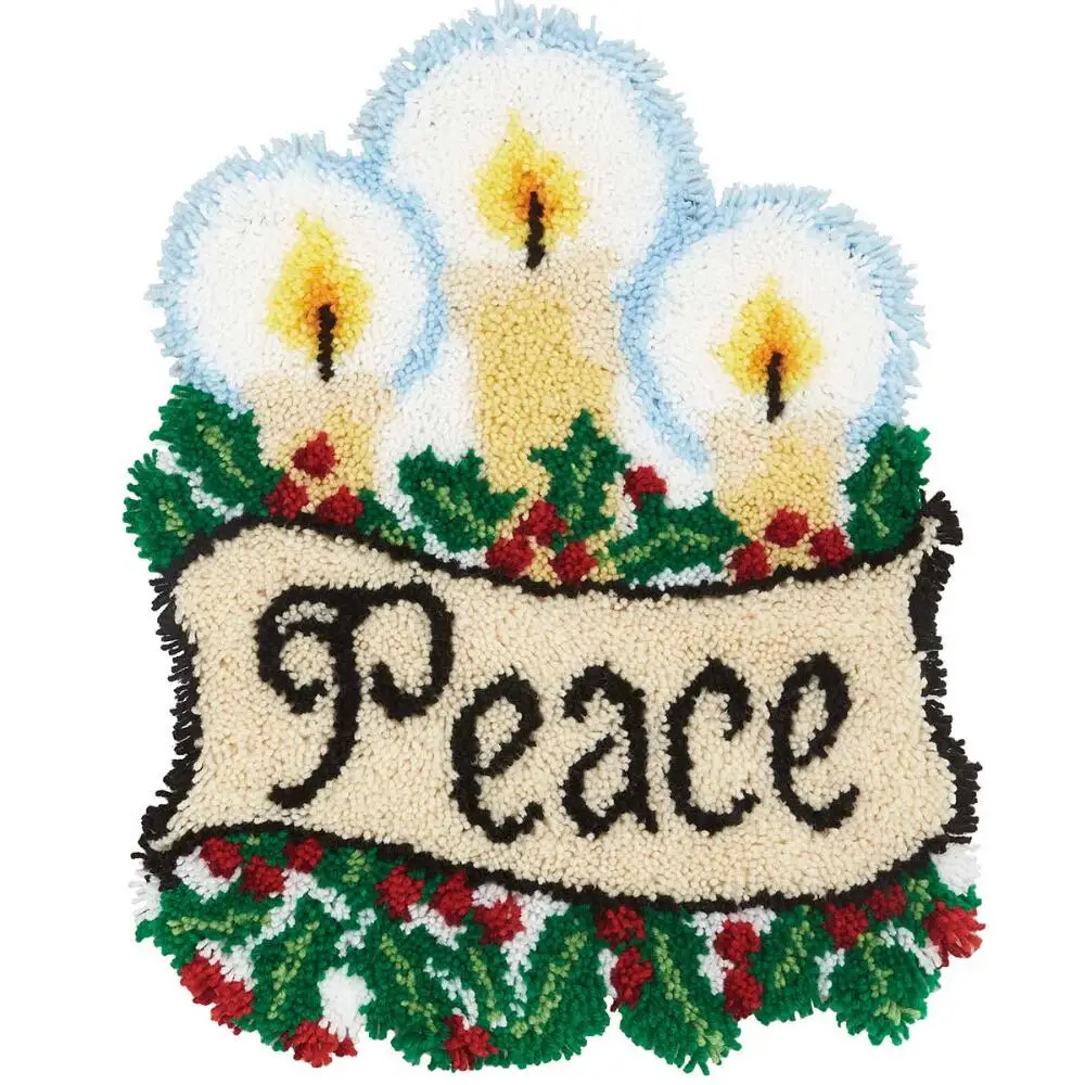 

Peace DIY Latch Hook Kits Rug 3D Printed Canvas Includes Accessories Home Decor Needle for Carpet Embroidery