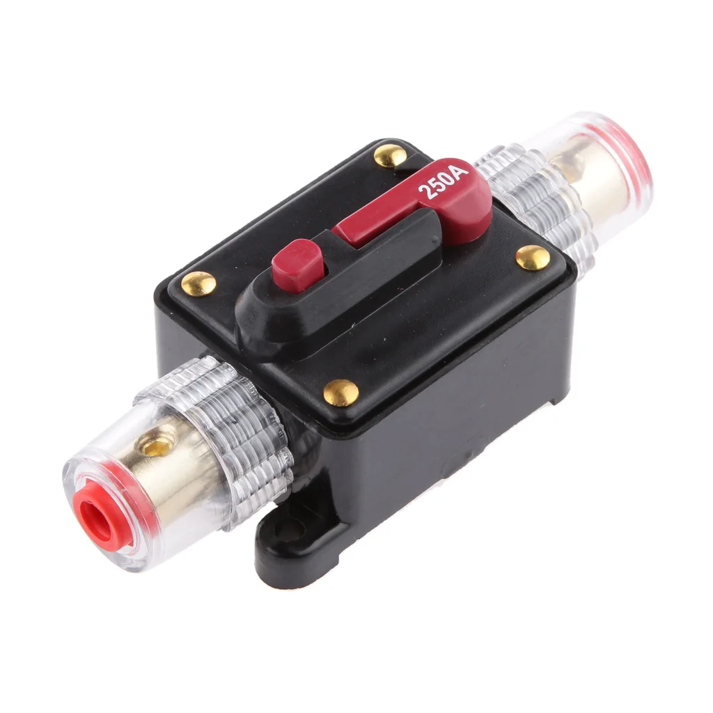 CAR STEREO AUDIO 12V CIRCUIT BREAKER FUSE INLINE FITS 4 8 GAUGE WIRE 250 AMP