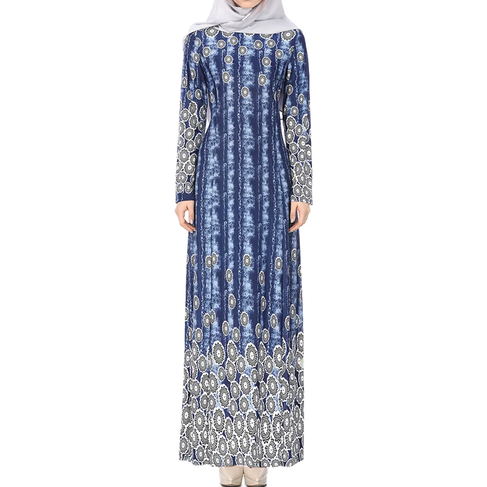 Abaya Jilbab Muslim Maxi Dress Dots Print Plus Size Kaftan Long Dress Vintage Fashion Islamic Clothings Ankle-Length Long Robe