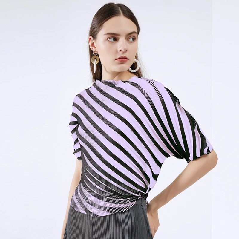 Miyake Pleated Personality striped irregular coat