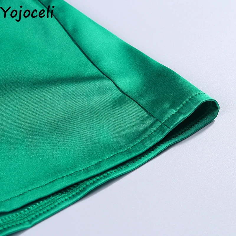 Yojoceli, элегантное сатиновое платье с бантом и поясом, Осеннее женское короткое платье с рукавом-фонариком, летнее пляжное повседневное праздничное платье vestidos
