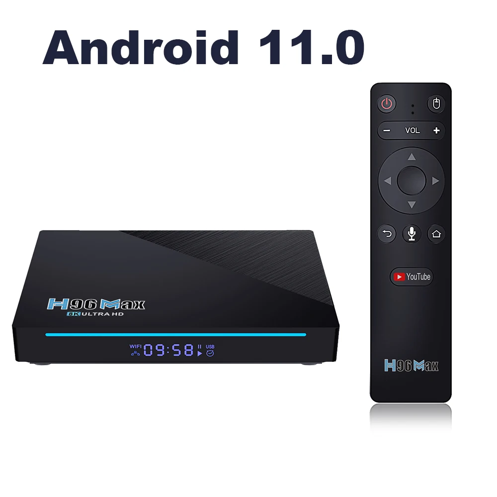ТВ-приставка H96 MAX android 11 4G 64 ГБ 8K 2021 дюйма Смарт 2 5 8G Wi-Fi Google Voice телевизионная