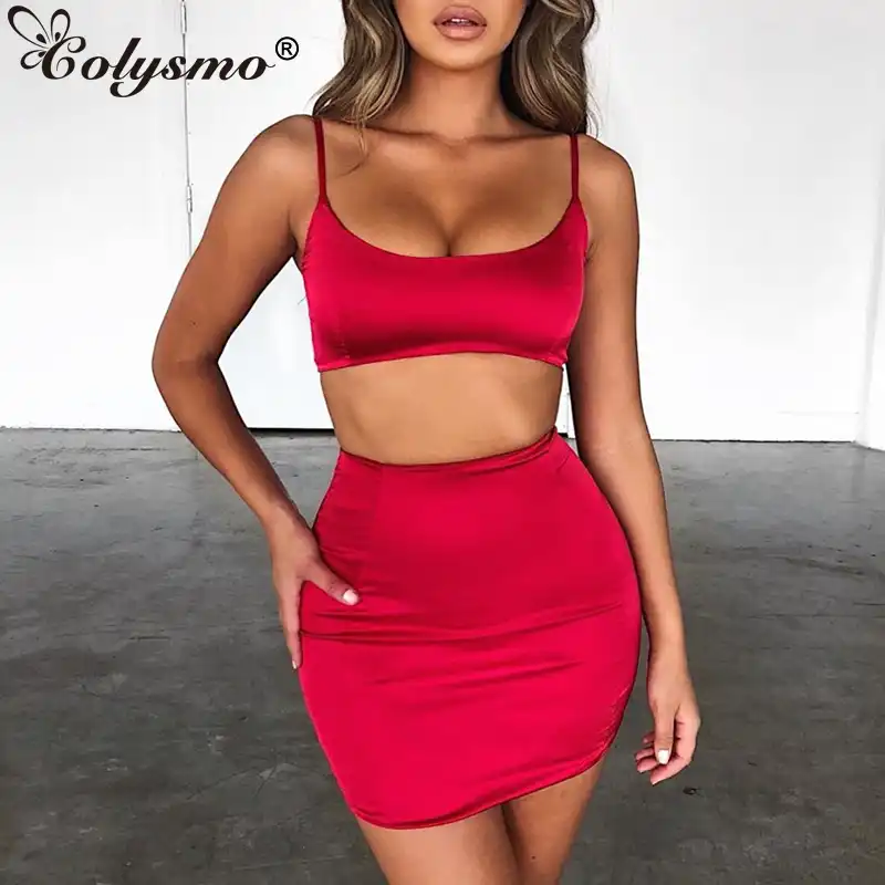 2 piece red skirt set