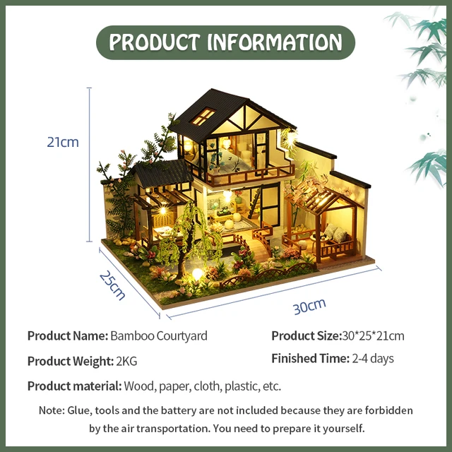 Cutebee DIY Dollhouse Miniature Wooden Dollhouse  Ancient Style Building Kit Toys Birthday Gift For Children Girl 2