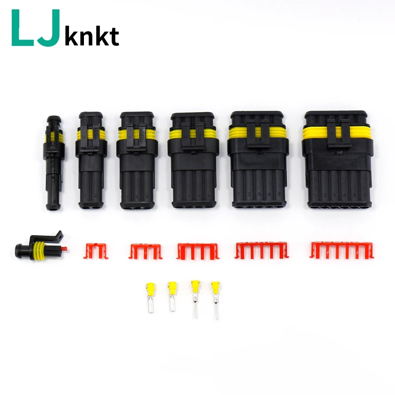 

10 set Kit 1/2/3/4/5/6 pins Way AMP Super seal Waterproof Electrical Wire Connector Plug for car waterproof connector