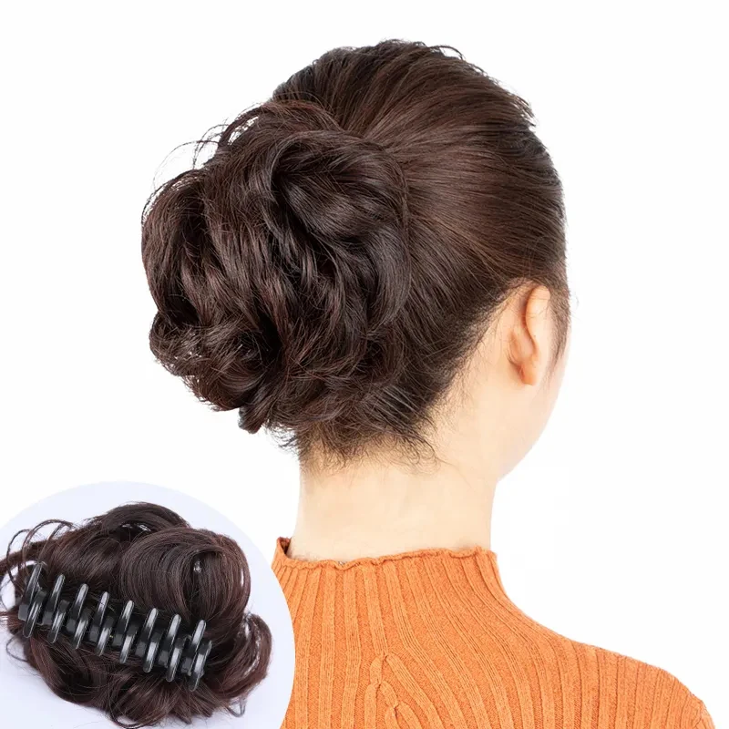 Lowered Chignon Donut Messy-Clip Heat-Resistant Natural-Color Synthetic Women Claw AILIADE  xmQKM8jVVVk