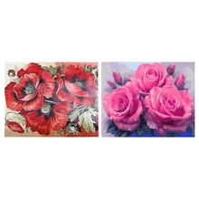 HOT-2Set DIY Цифровая живопись маслом по номерам комплект Холст Краска модное украшение стены, 3 мака цветы и 3 розовые розы