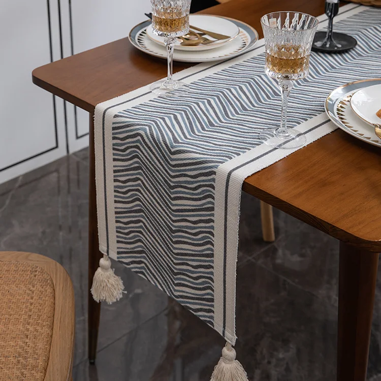 

American Pastoral Style Table Runner Digital Printing Tea Flag Fringe Decoration Long Table Cloth Fabric