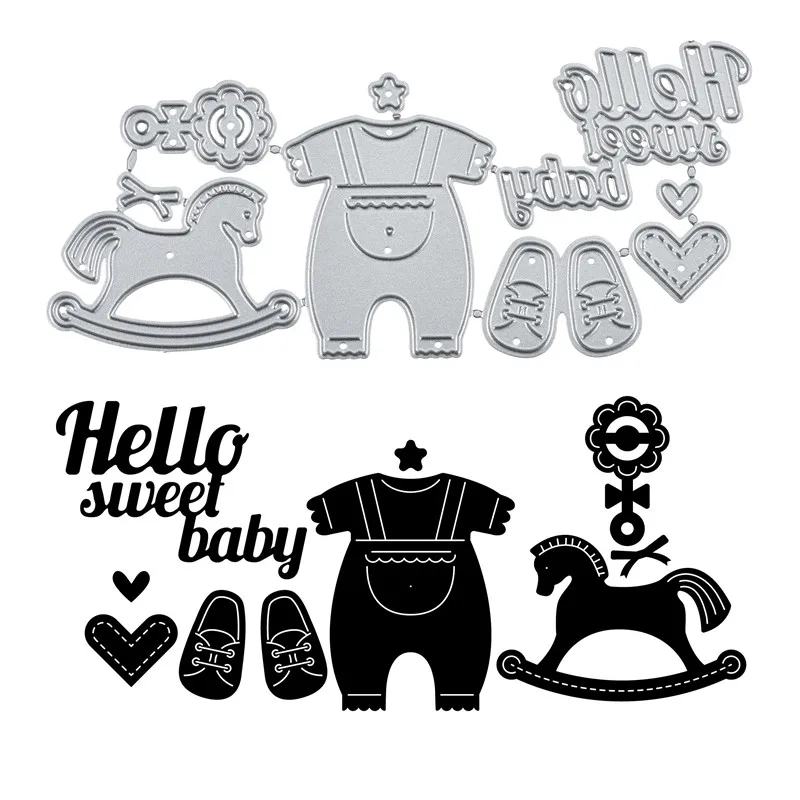 

YaMinSanNiO Hello Sweet Baby Metal Cutting Dies Little Shoes for Card Making Scrapbooking Dies Embossing Cuts Stencil Craft Dies