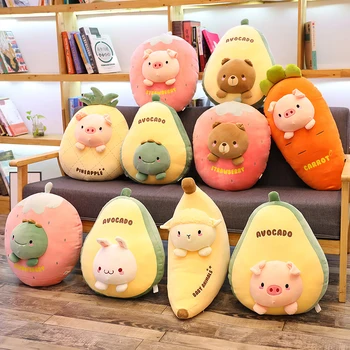 

Candice guo! cute plush toy lovely carrot banana avocado bear pig rabbit dinosaur soft cushion pillow birthday Christmas gift 1p