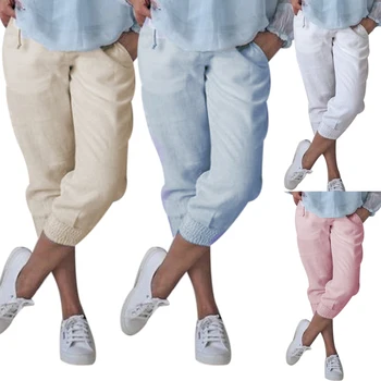 

LASPERAL Capri Pants Casual Pants Beach Solid Pants Bermuda Knee Length Casual Style Short Hallen Pants Casual Trousers