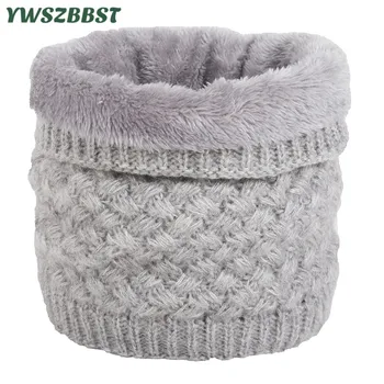 

Unisex Winter Men Women Warm Knitted Ring Scarves Thick Elastic Knit Mufflers Children Neck Warmer Boys Girls Plush Scarf Collar