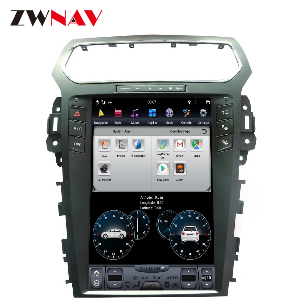 PX6 4GB RAM Tesla style Android 9.0 Car GPS Navigation For Ford Explorer 2011+ Auto A/C head unit multimedia radio tape recorder