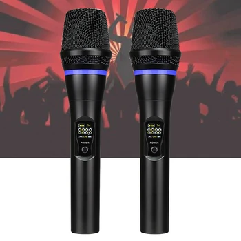 

Bluetooth Speech Dual Handheld Dynamic with Display Wireless Professional UHF Singing Church Rechargeable KTV microphone Set