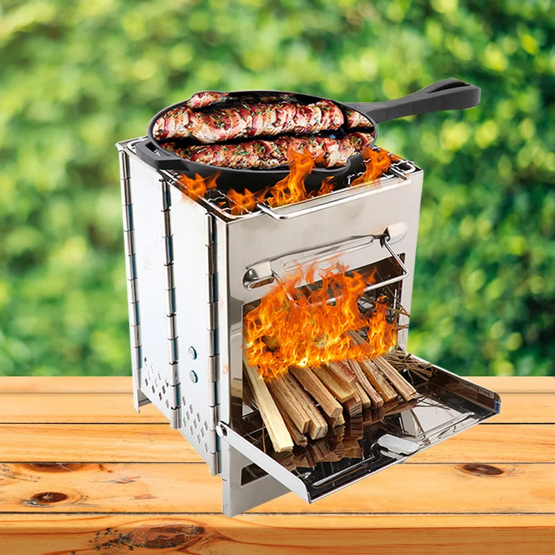 

Folding Stainless Steel Backpacking Stove Mini BBQ Grill