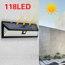 3 режима Солнечная лампа водонепроницаемый свет безопасности освещение 118 светодиодный солнечный свет открытый 1000LM беспроводной PIR датчик движения Сад