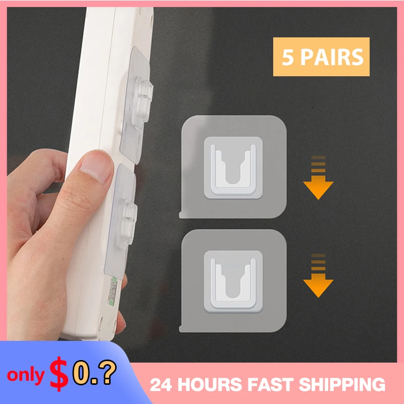 Ganchos autoadhesivos de montaje en pared, ganchos autoadhesivos transparentes fuertes para colgar Paredes, colgadores de cocina y baño, Mural de ganchillo, 5 pares