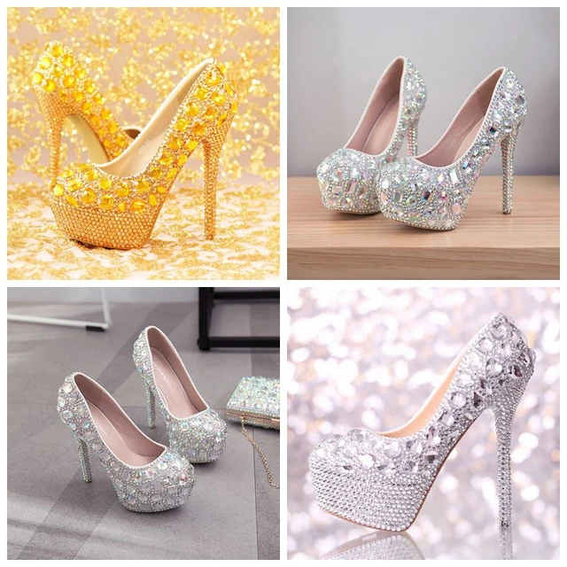 Silver Glitter WEDDING SHOES Cinderella Bridal Shoes -   Custom wedding  shoes, Silver glitter shoes, Glitter wedding shoes