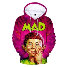 MAD magazine/3D верхняя одежда, толстовка с капюшоном в стиле хараджуку, новинка года, стильные толстовки с капюшоном для родителей и детей, колледжа