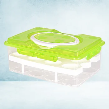 

1pc Double-layer Storage Case Egg Fresh-keeping Storage Box for Refrigerator 24 Grids(Green)