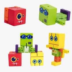Cubo de deformação de madeira brinquedo robô antistress para crianças quebra cabeça ansiedade e stress alívio para adultos zauberwürfel