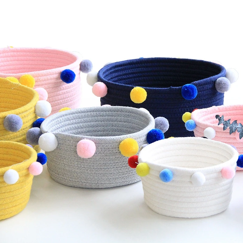 

INS Cotton Rope Desktop Storage Basket Sundries Underwear Toy Storage Box Cosmetic Organizer Stationery Container Laundry Basket