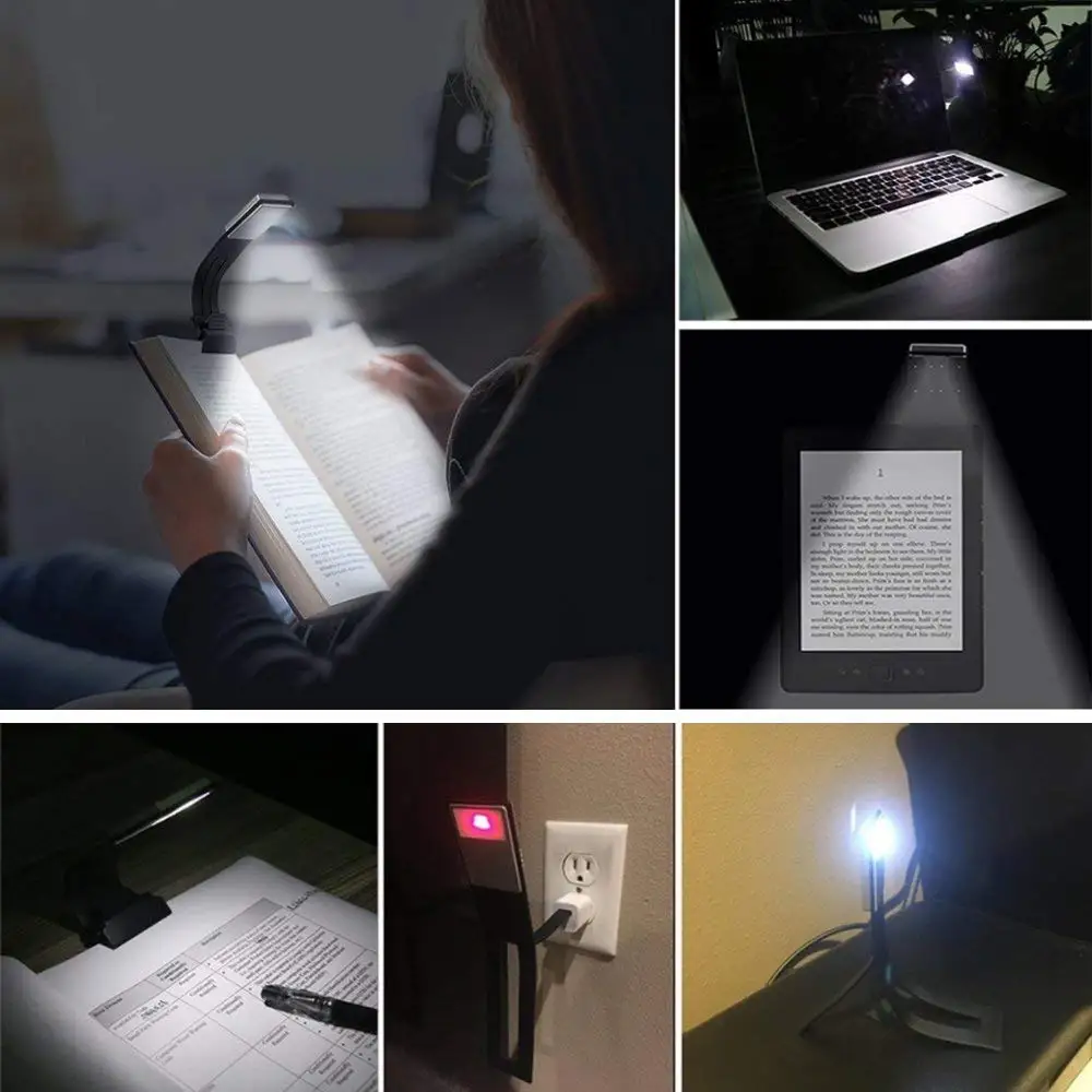 LEDGLE USB перезаряжаемая лампа для чтения, компактный настольный светильник, гибкий мини светодиодный светильник с зажимом, Настольный светильник-вспышка для Kindle и книг