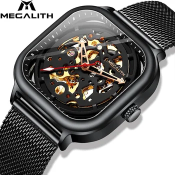 

MEGALITH Watches Men Relojes Para Hombre 2019 New Mechanical Watch For Men Automatic Wristwatch Stainless Steel Mesh Band 8202