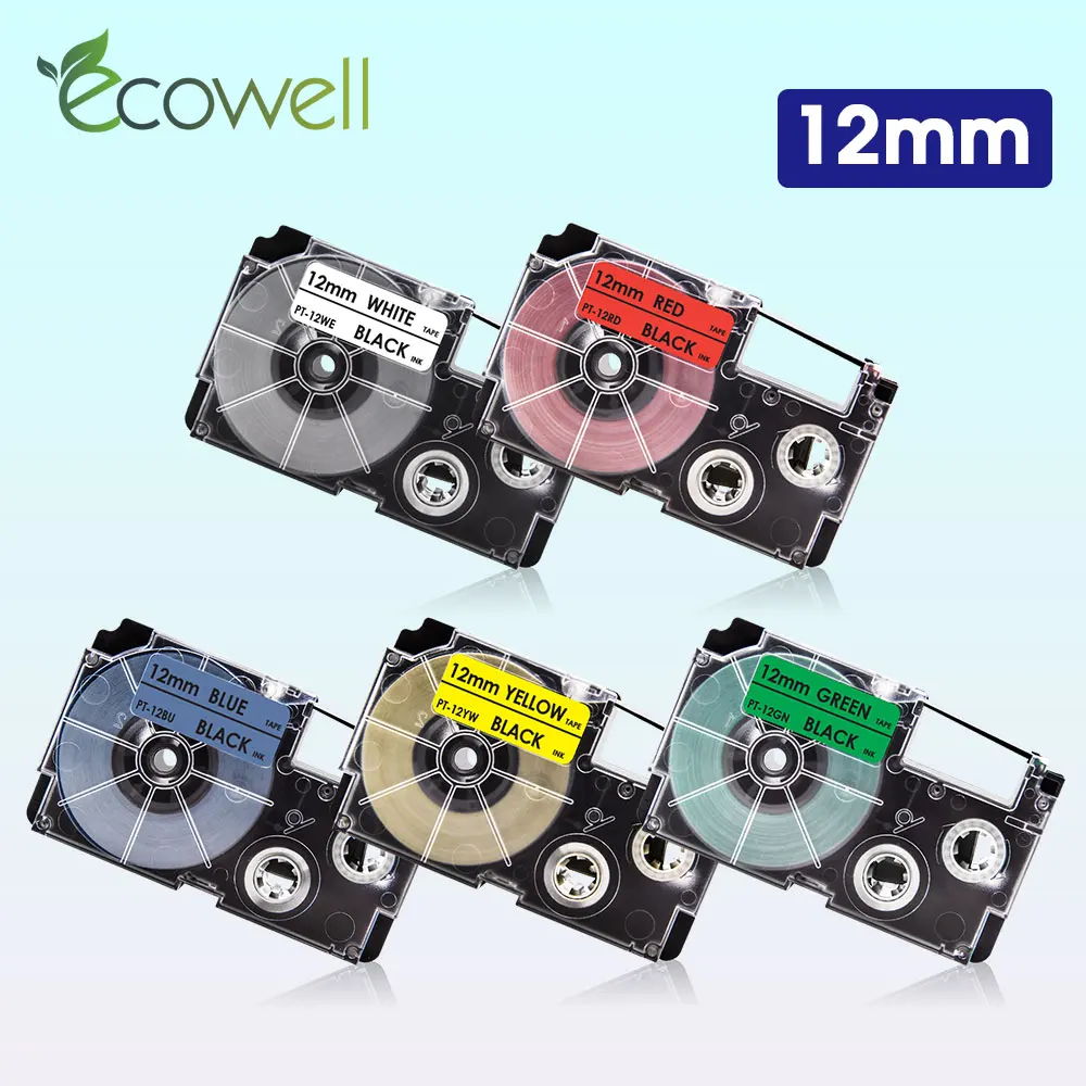 Ecowell XR 12WE 12RD 12BU 12YW многоцветная лента для этикеток Casio совместимая 12GN KL 60 60SR EZ|Ленты