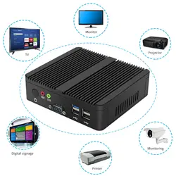 Дешевые безвентиляторные barebone системы J1900 i3 i5 i7 промышленные 300M wifi 2 ethernet Lan rs232 12v Мини ПК