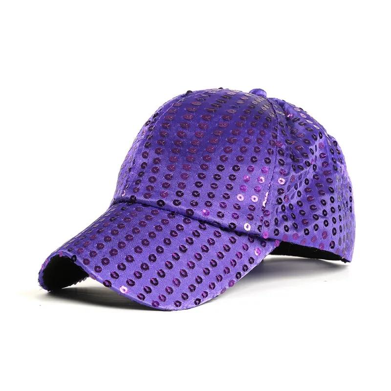 purple Блестящая бейсбольная кепка с хвостом женский рюкзак кепки в стиле хип-хоп женские блестящие летние шляпы с блестками сетчатая Выходная шляпа черная - Цвет: purple