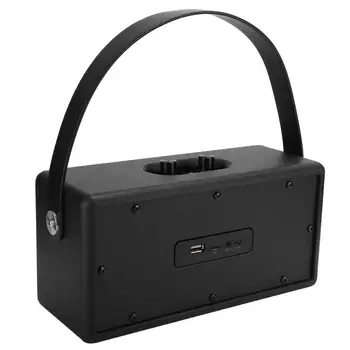 

D30 Portable Wooden Black Subwoofer Speaker with Hand Strap and Audio Cable