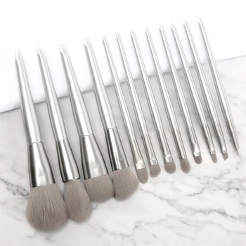 

Makeup Brushes 12pcs make up set kit Brush high quality silver Natural synthetic hair wood handle Professional Makeup Brush Set