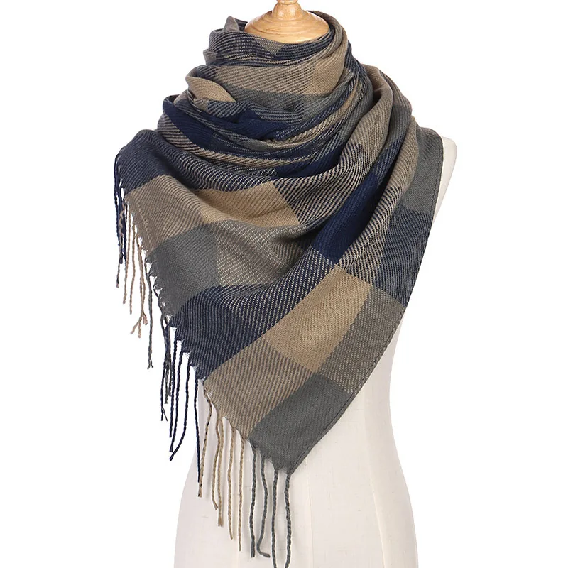 

Classic Winter Scarf Women Cashmere Scarf Plaid Autumn Long Female Shawls and Scarves Tassel Blanket Wrap Soft Warm Tippet