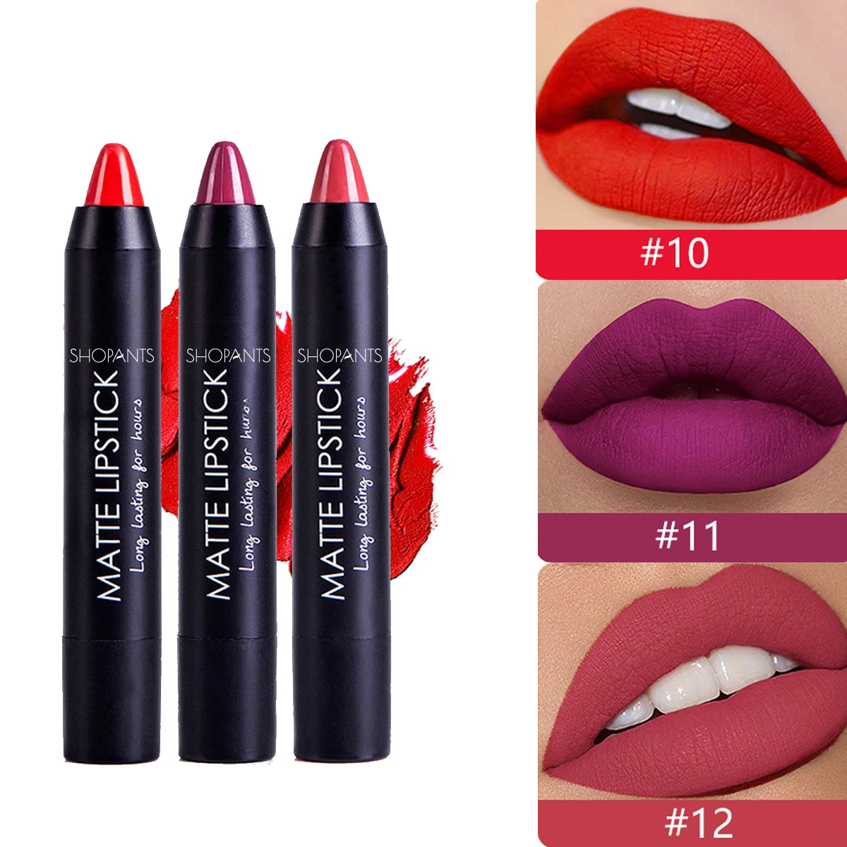 SHOPANTS 12 Colors Matte Lipsticks Waterproof Matte Lipstick Lip Sticks Cosmetic Easy To Wear Matte Batom Makeup Lipstick SHOPANTS 12 Colors Matte Lipsticks Waterproof Matte Lipstick Lip Sticks Cosmetic Easy To Wear Matte Batom Makeup Lipstick