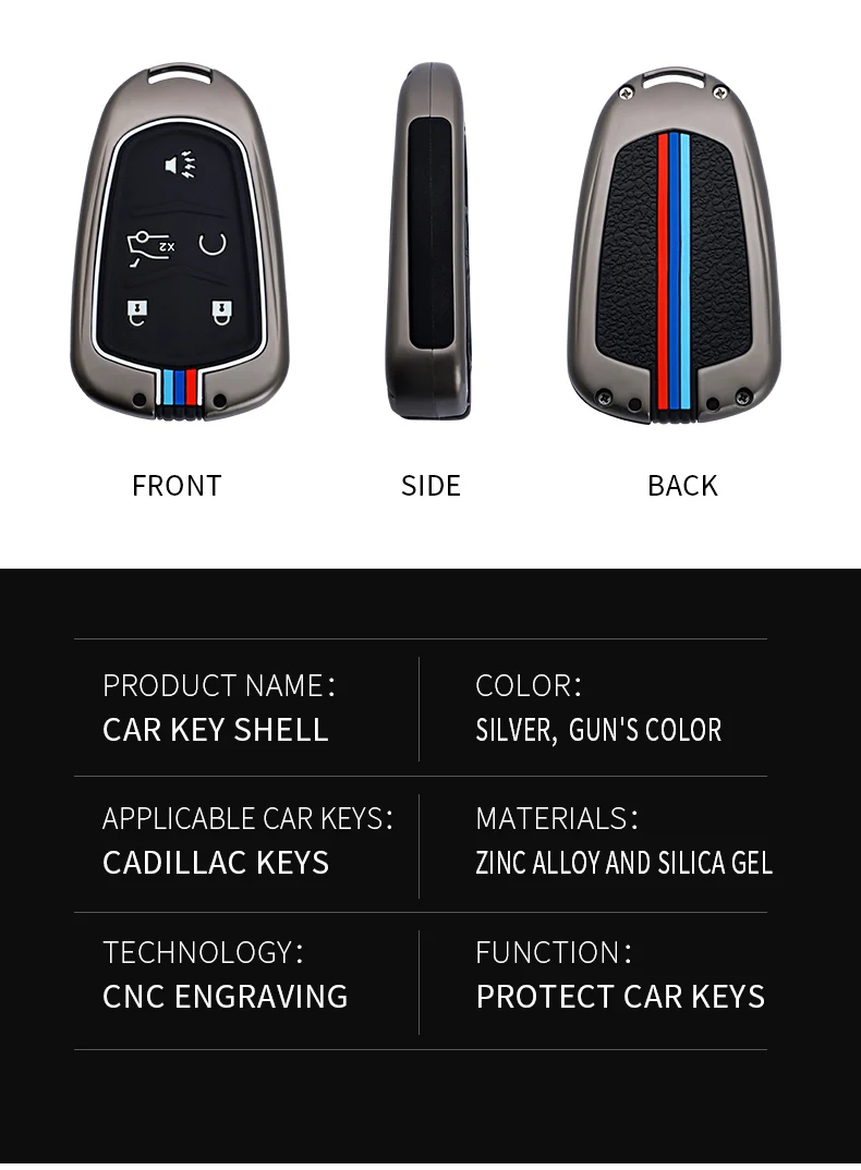 Portachiavi in lega di zinco Cover Shell Holder per Cadillac CTS XTS SRX ATS 2015-2018 CT5 XT5 XT6 Remote Key Car Styling Car Key Case - Hb2807b6e5e3449f9aa64152a0d49a77ez