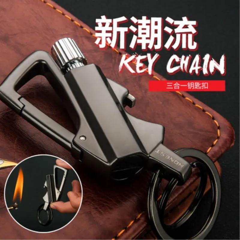 

Million Times Matches Kerosene Lighter Creative with Multi-functional Keychain Outdoor Waterproof Portable Gift 666